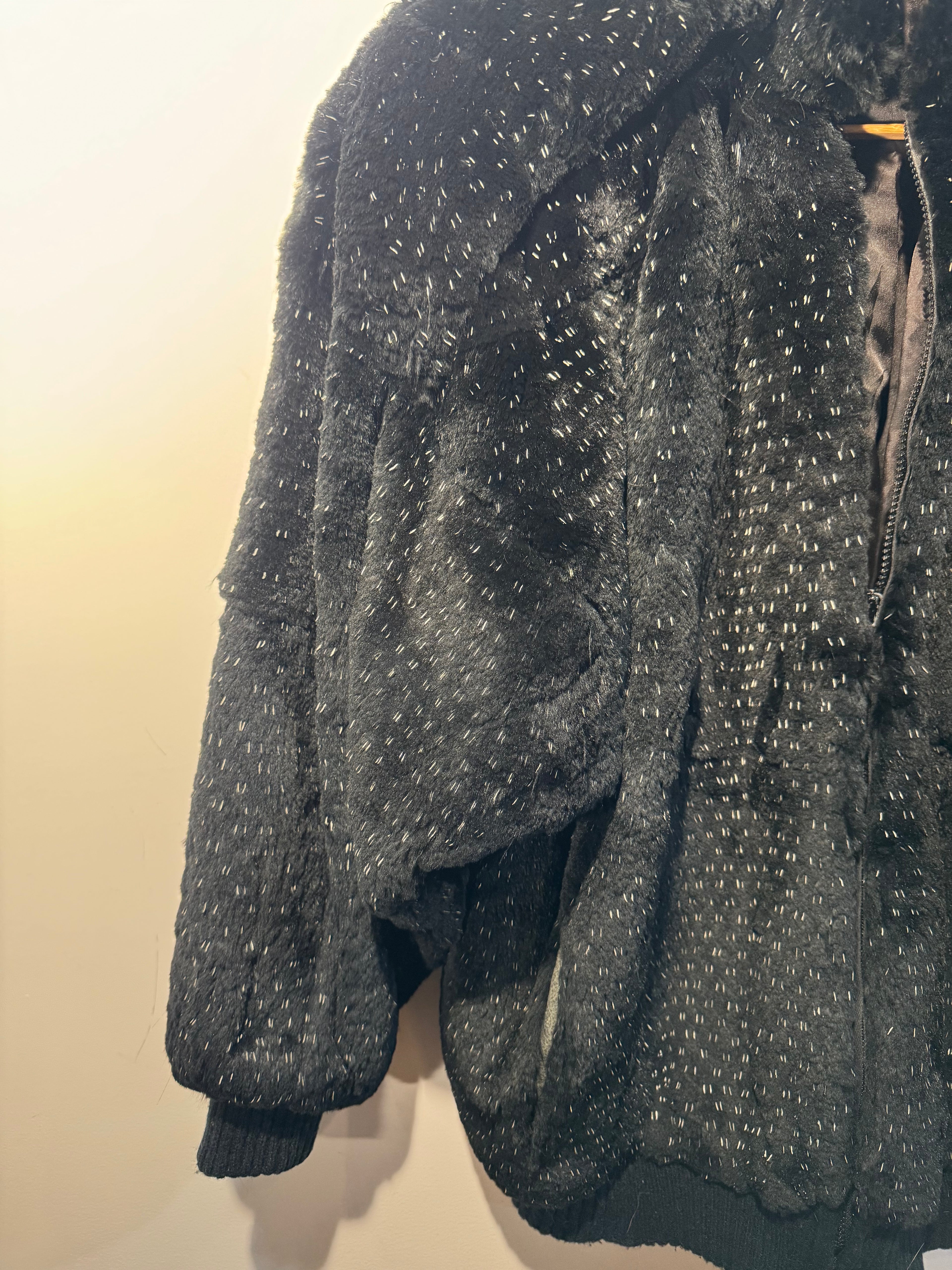 Vintage Sheared Flecked Beaver Fur Bomber Jacket