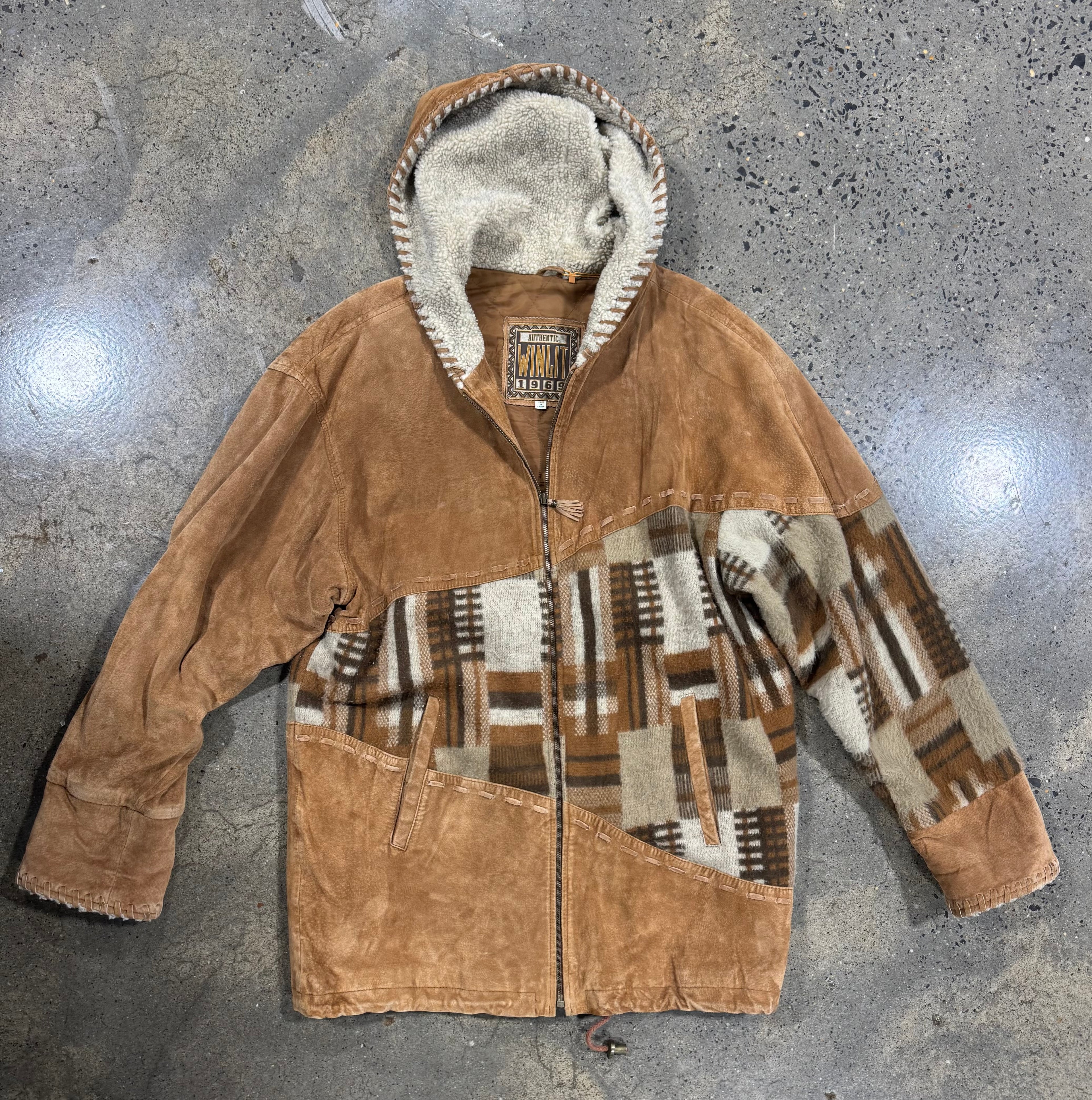 Winlit 1969 Suede Patchwork Hooded Jacket