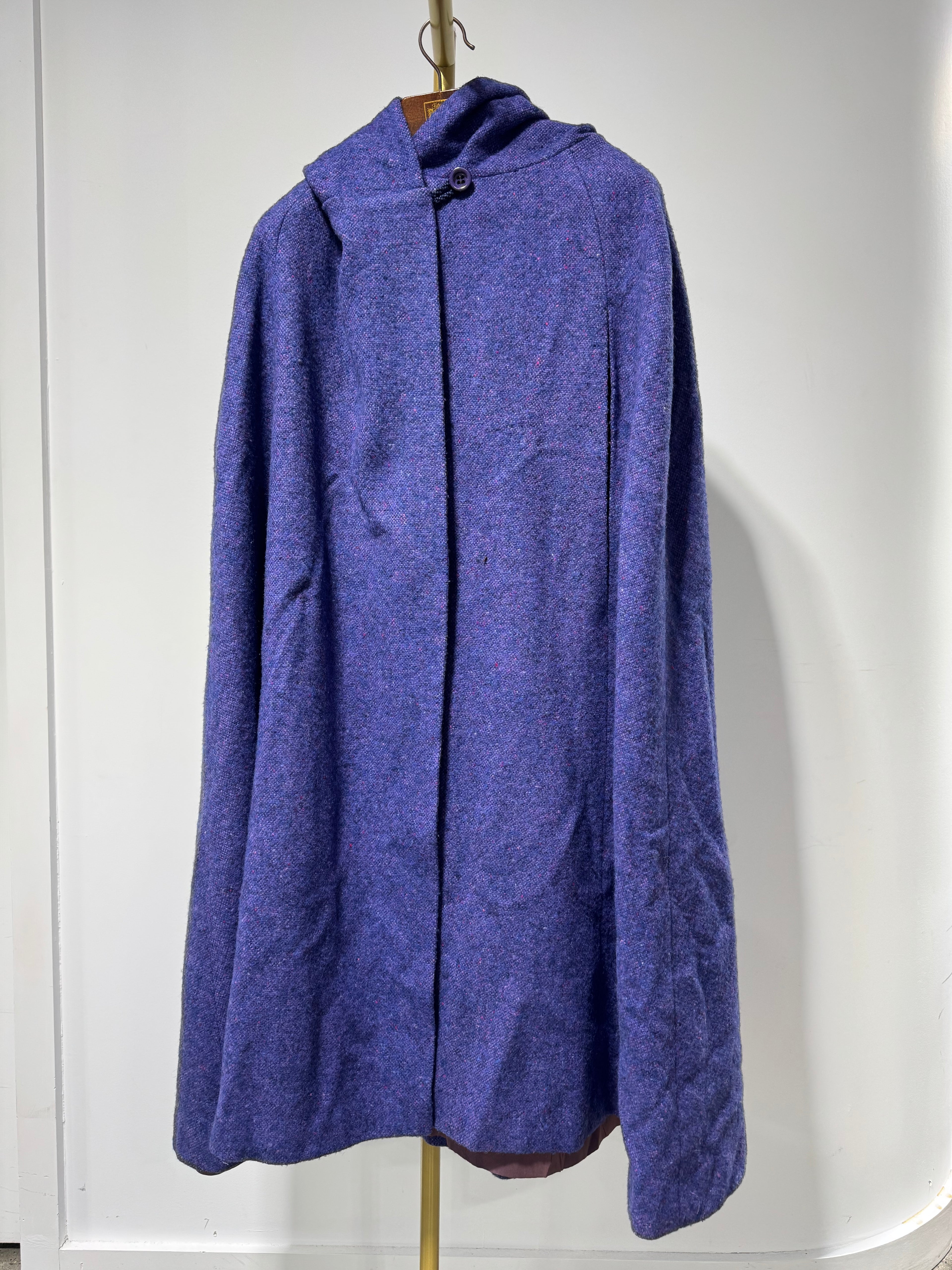Vintage Jimmy Hourihan Irish Wool Hooded Cape – Purple Donegal Tweed