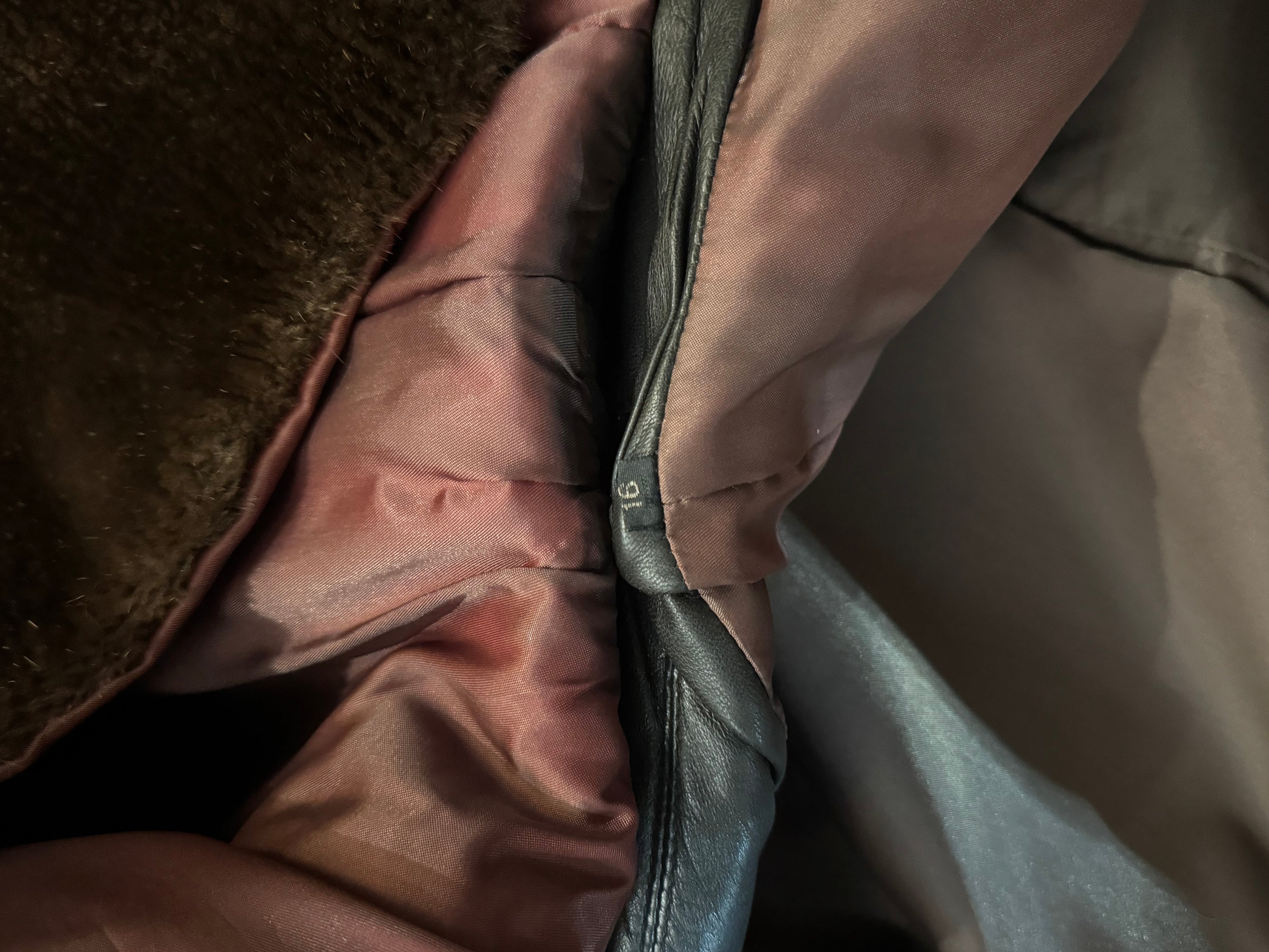 Vintage Leather Coat with Sheared Beaver Lining