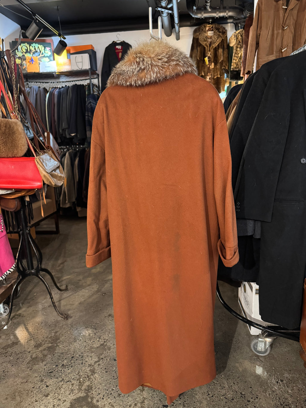 Anne Klein II Wool Coat with Coyote Collar