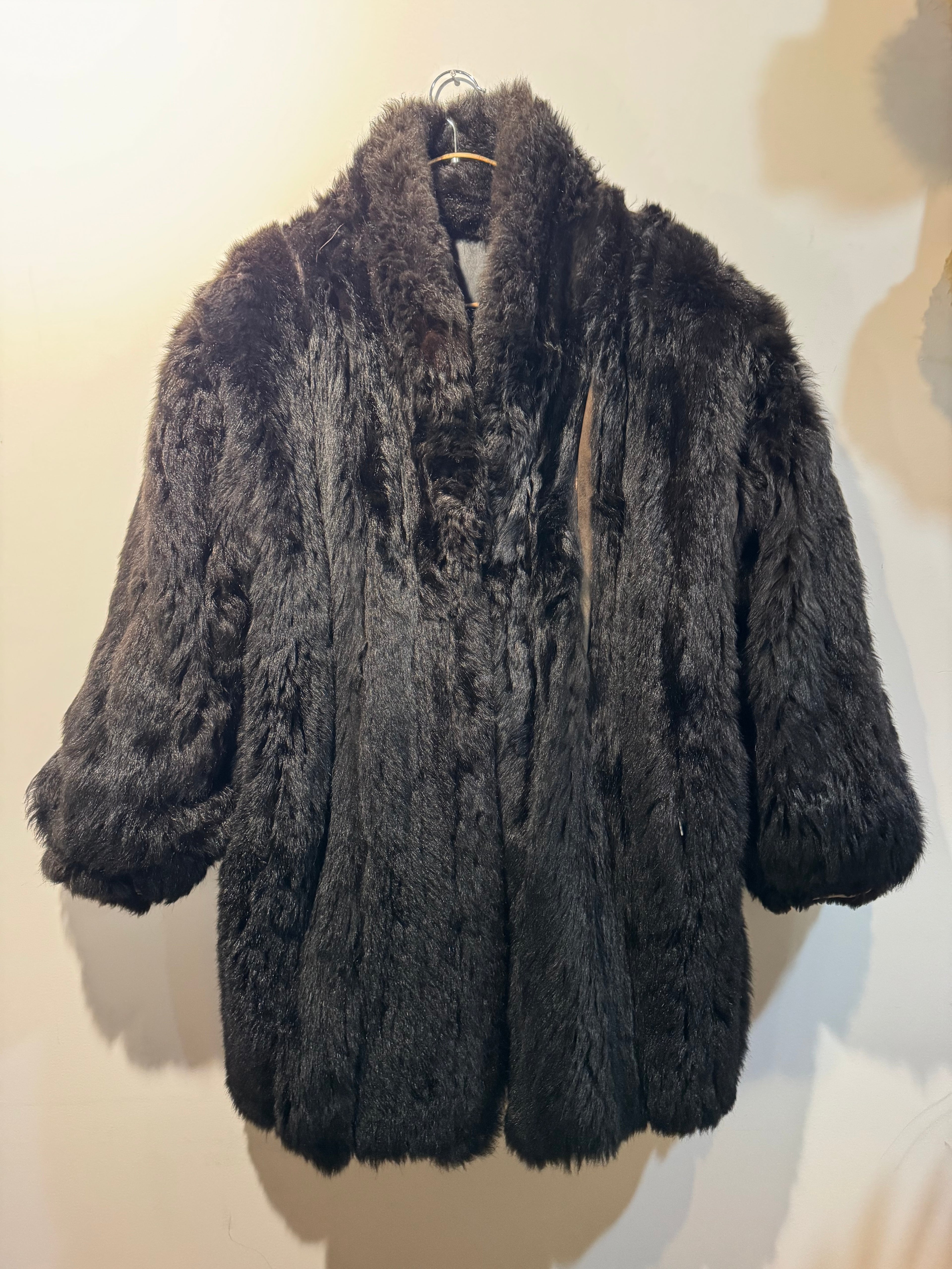 Vintage Reversible Opossum Fur & Leather Coat