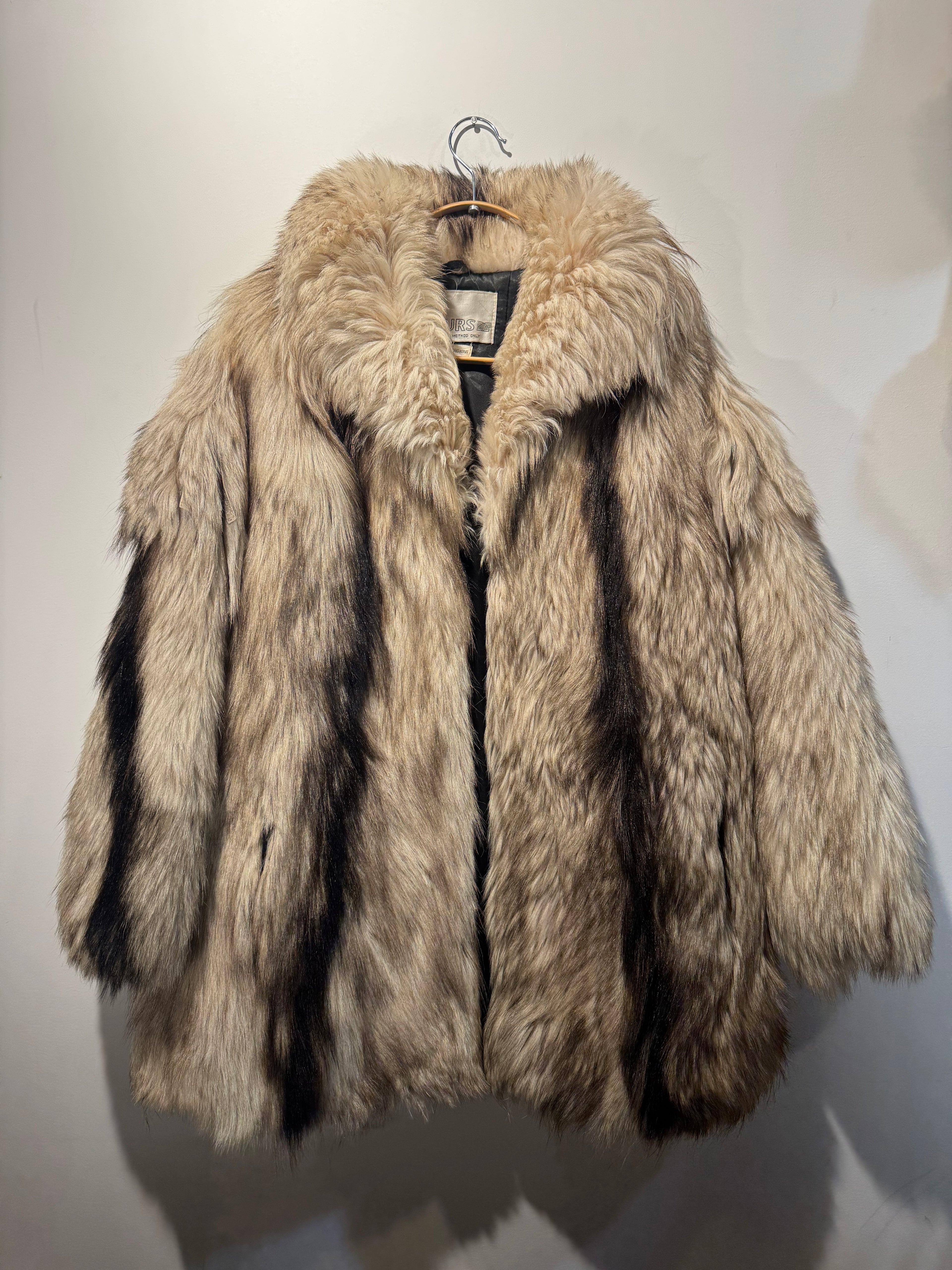 Vintage Raccoon Fur Coat with Fringe Shoulders