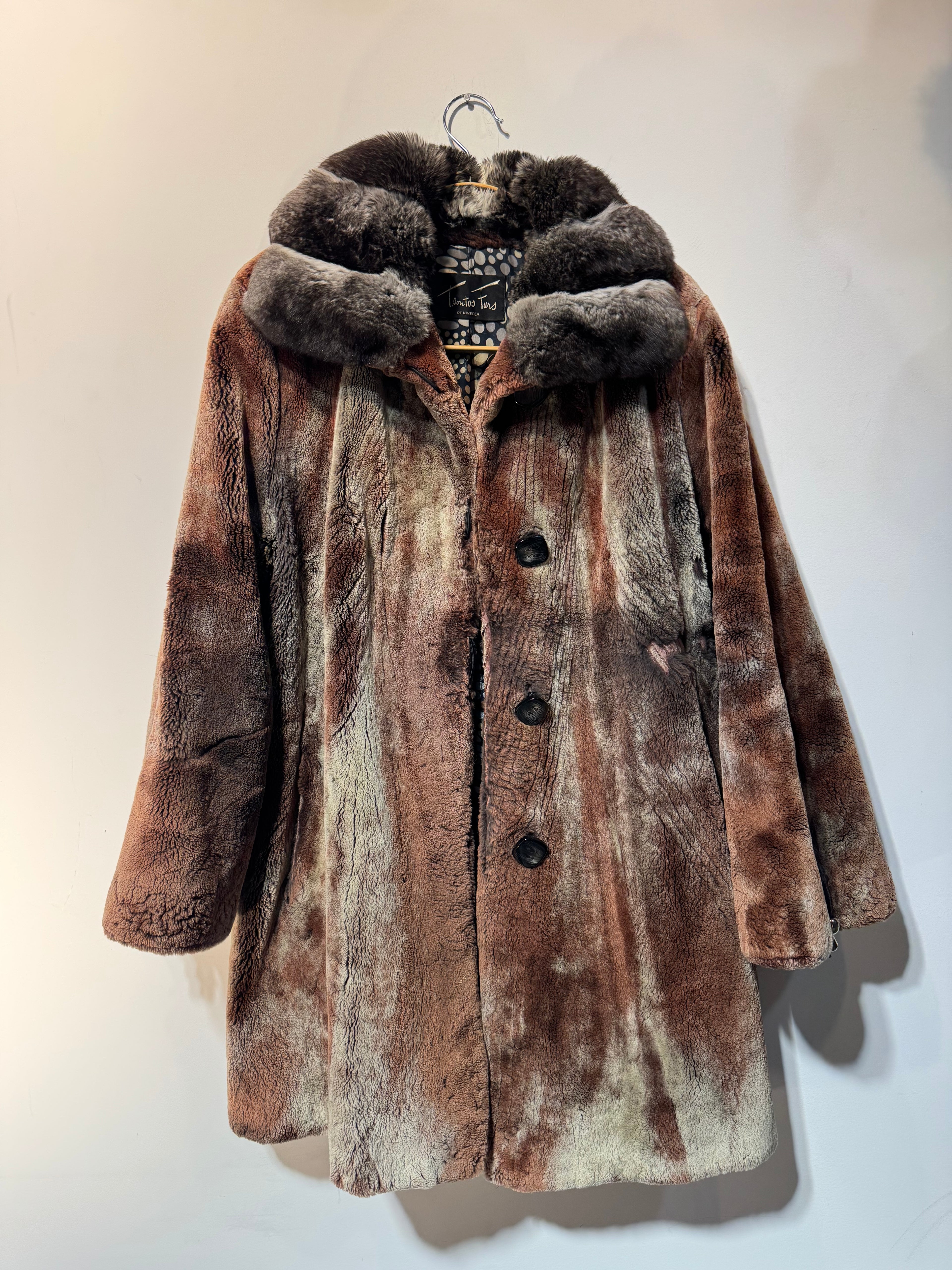 Vintage Sheared Beaver Coat with Chinchilla Rabbit Collar