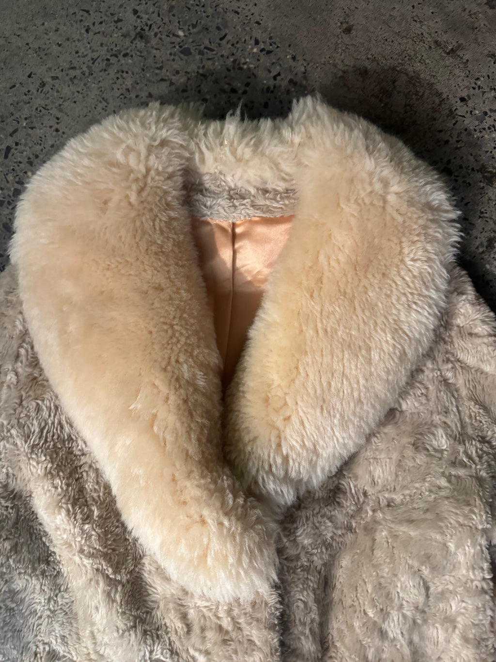 Vintage 1970s Faux Persian Lamb Coat with Real Shearling Trim