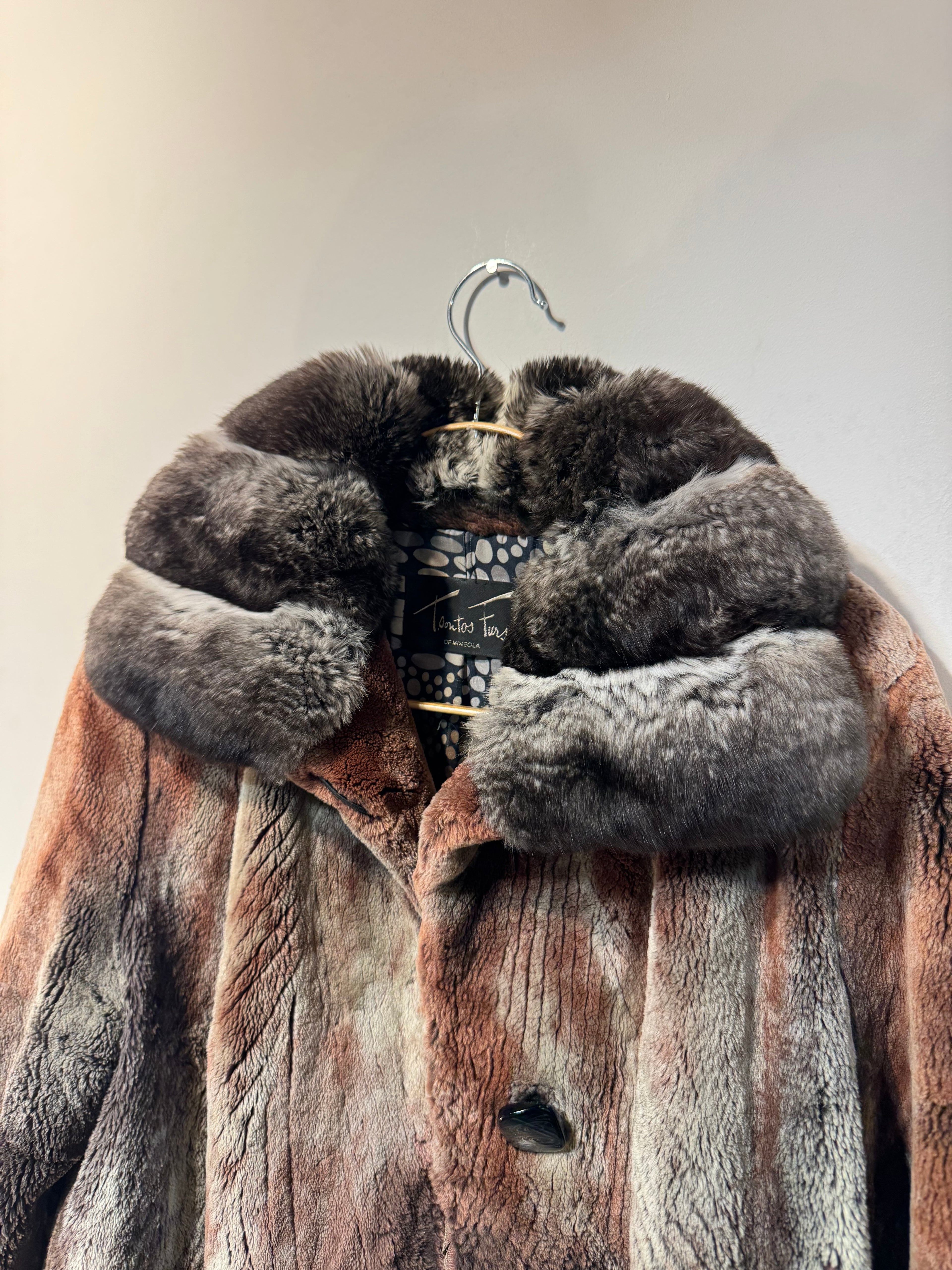 Vintage Sheared Beaver Coat with Chinchilla Rabbit Collar