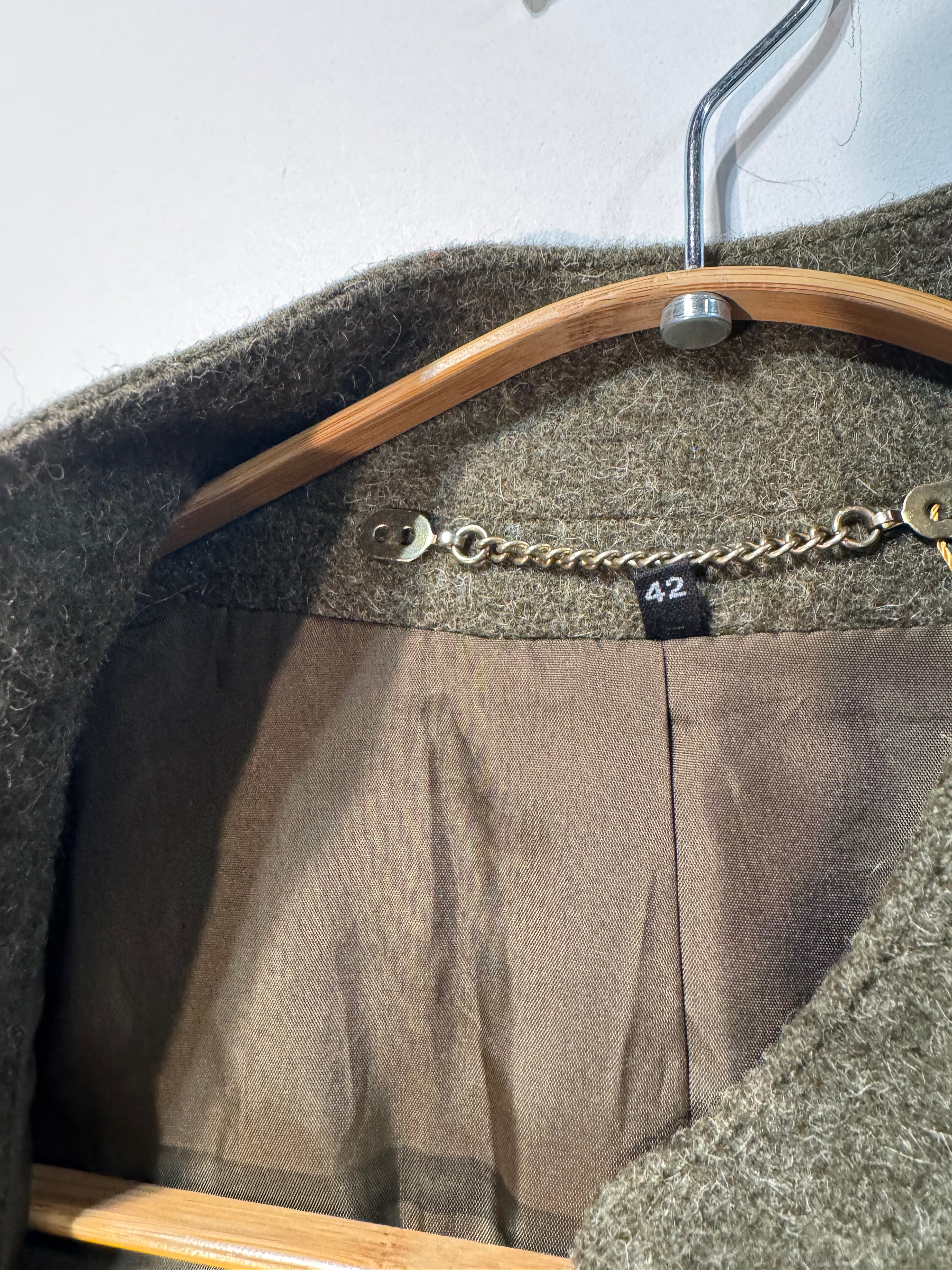 Vintage Austrian Loden Mohair Coat – Olive Green Tyrolean Wool (EU 42)