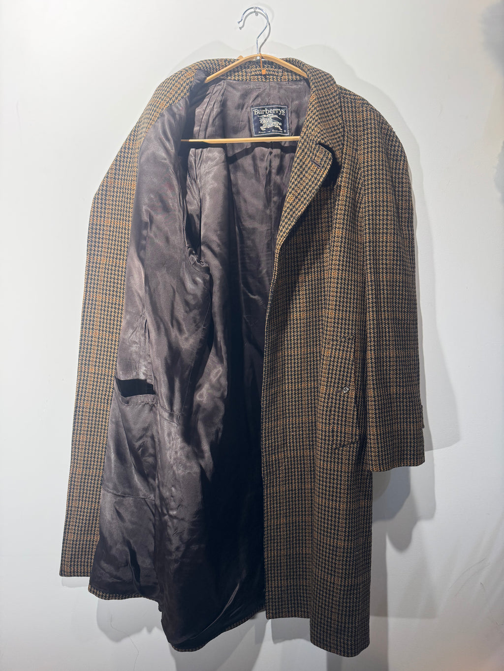 Vintage Burberrys Wool Houndstooth Overcoat